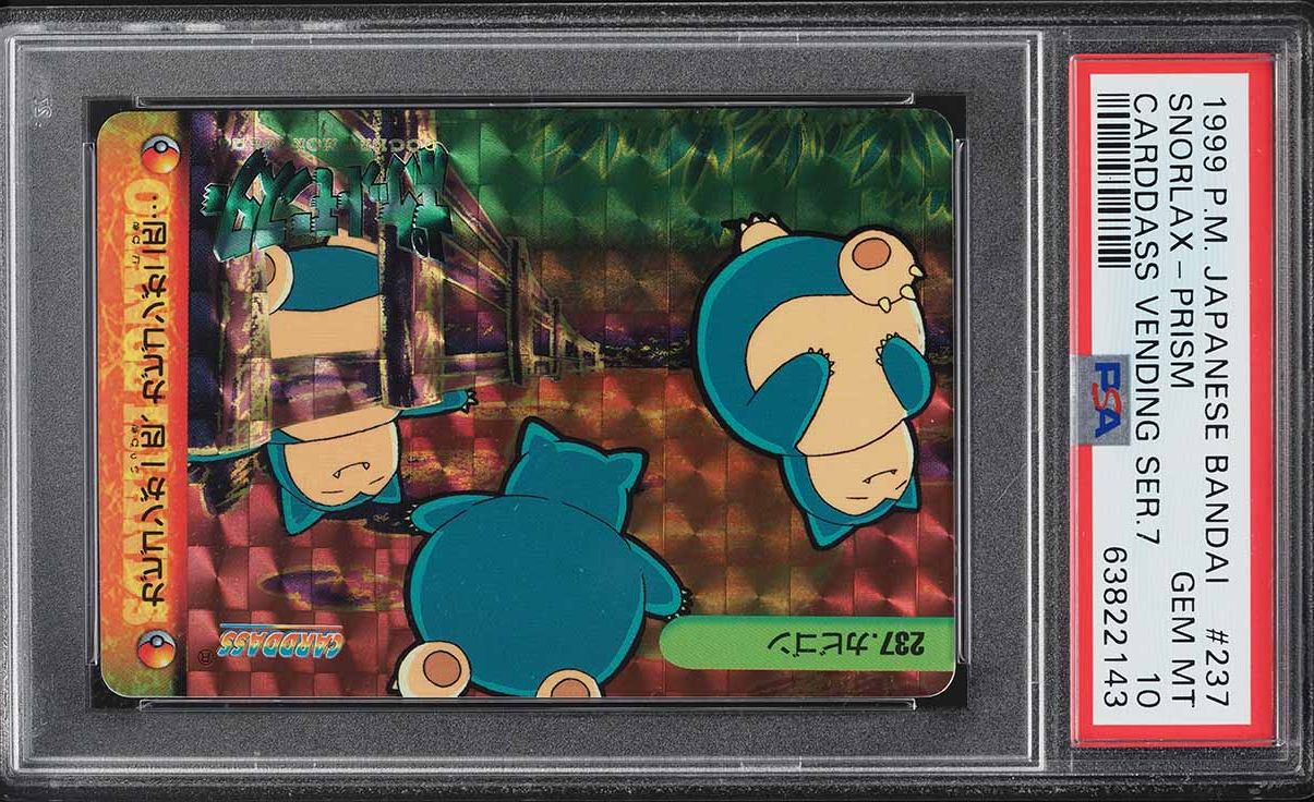 1999 Pokemon Japanese Bandai Carddass Vending Series 7 Prism Snorlax #237 PSA 10