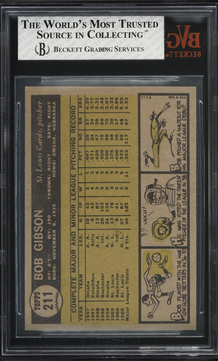 1961 Topps Bob Gibson #211 BVG 6 EXMT