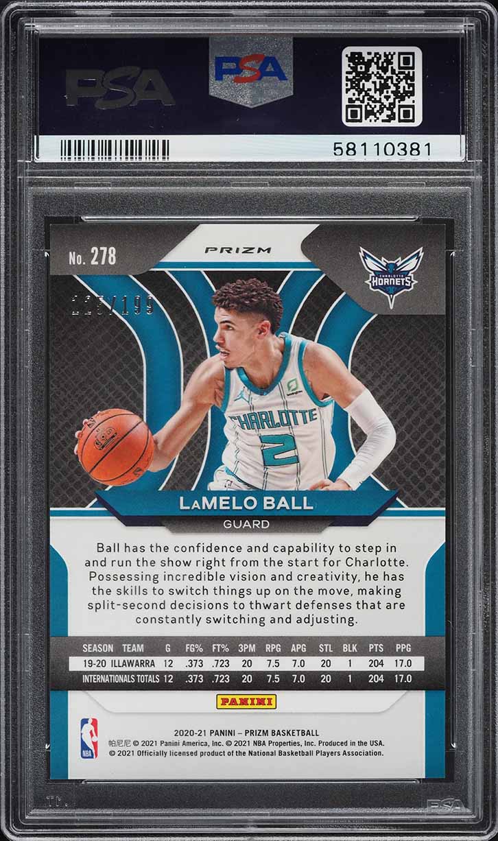 2020 Panini Prizm Blue LaMelo Ball ROOKIE /199 #278 PSA 10 GEM MINT