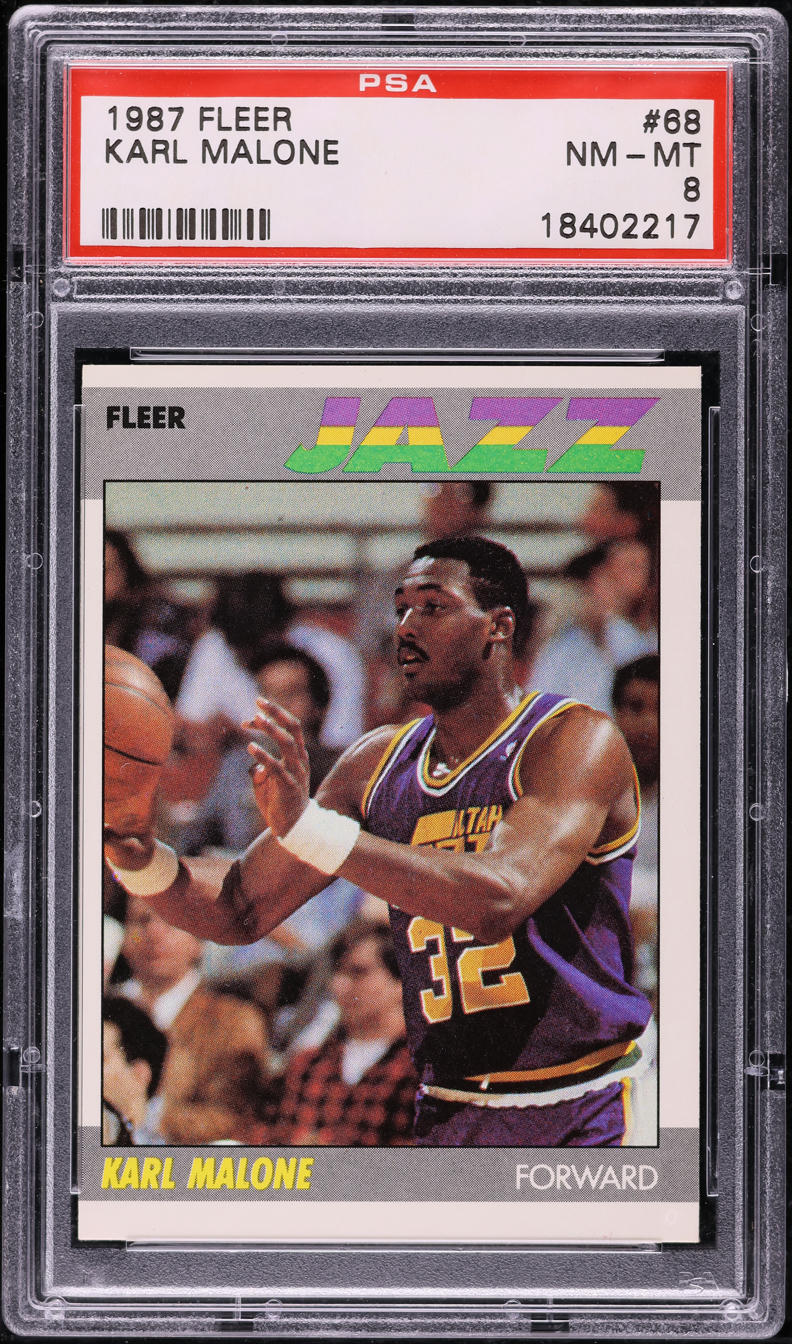 1987 Fleer Basketball Karl Malone #68 PSA 8 NM-MT