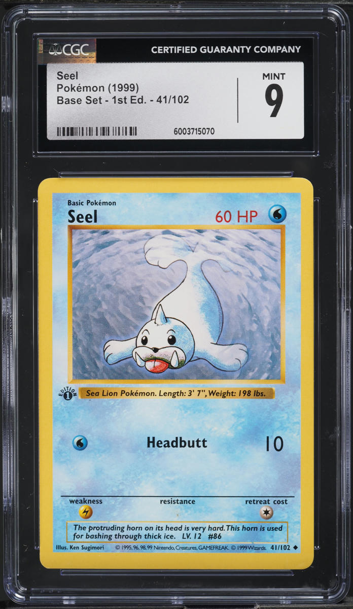 1999 Pokemon Base Set Shadowless 1st Edition Seel #41 CGC 9 MINT