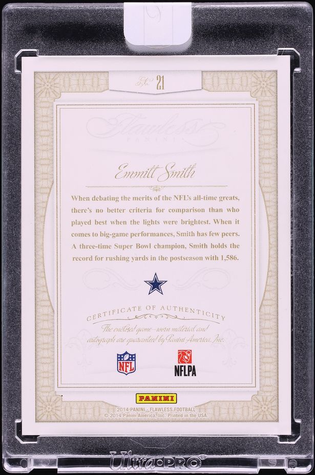 2014 Panini Flawless Greats Emmitt Smith GAME WORN PATCH AUTO /25 #21 CGC AUTH - Photo 2