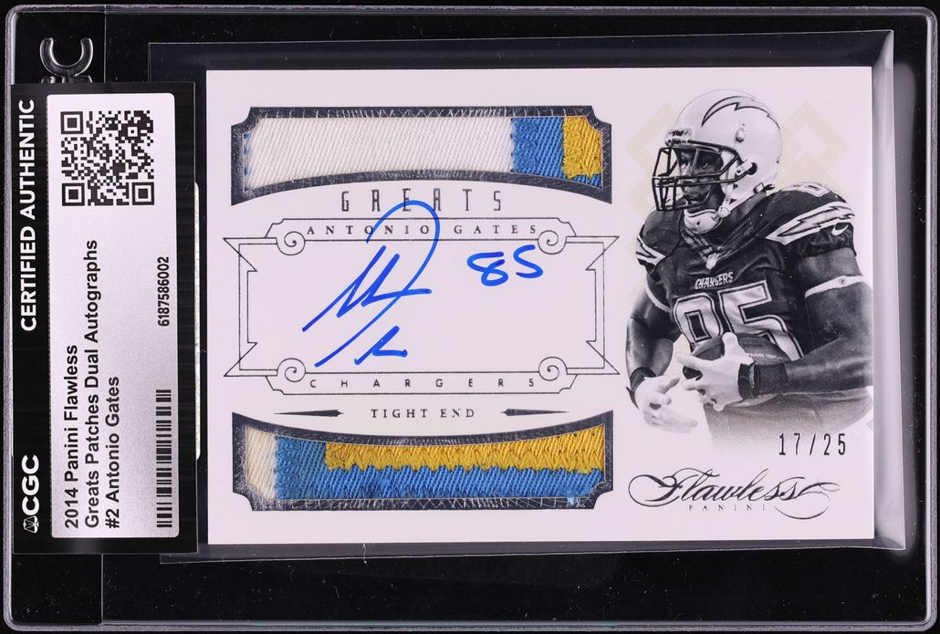 2014 Panini Flawless Greats Antonio Gates GAME WORN PATCH AUTO /25 #2 CGC AUTH