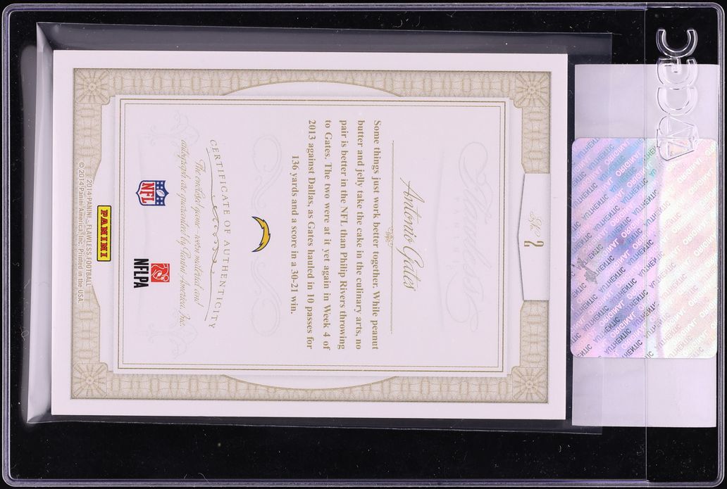 2014 Panini Flawless Greats Antonio Gates GAME WORN PATCH AUTO /25 #2 CGC AUTH - Photo 2