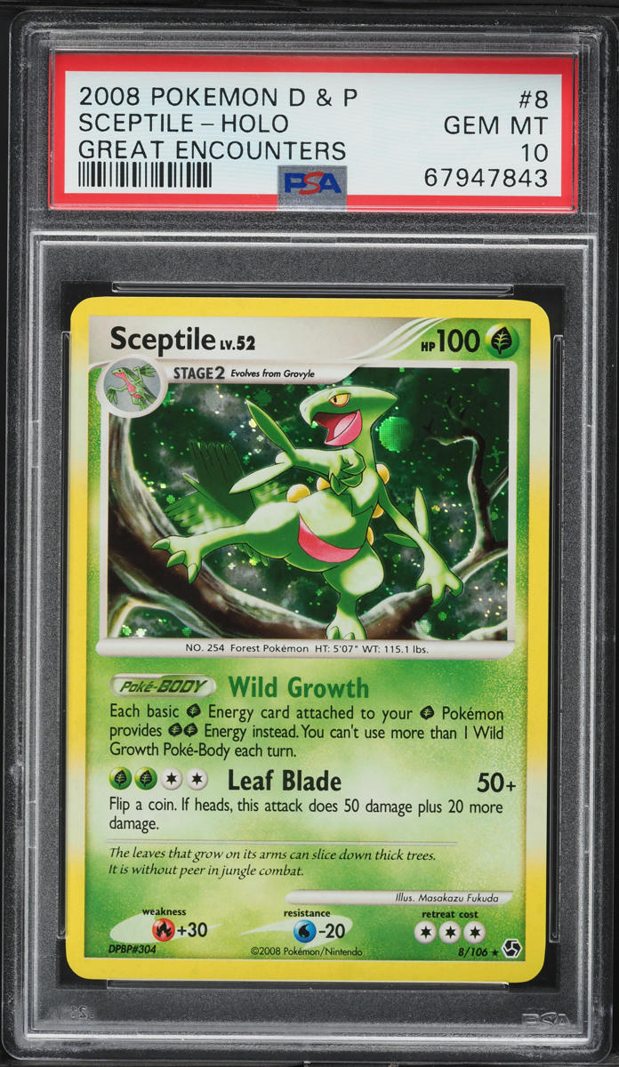 2008 Pokemon Diamond & Pearl Great Encounters Holo Sceptile #8 PSA 10 GEM MINT
