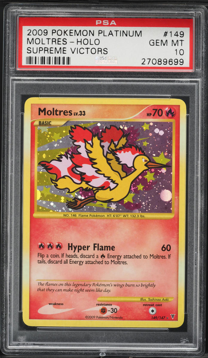 2009 Pokemon Platinum Supreme Victors Holo Moltres #149 PSA 10 GEM MINT