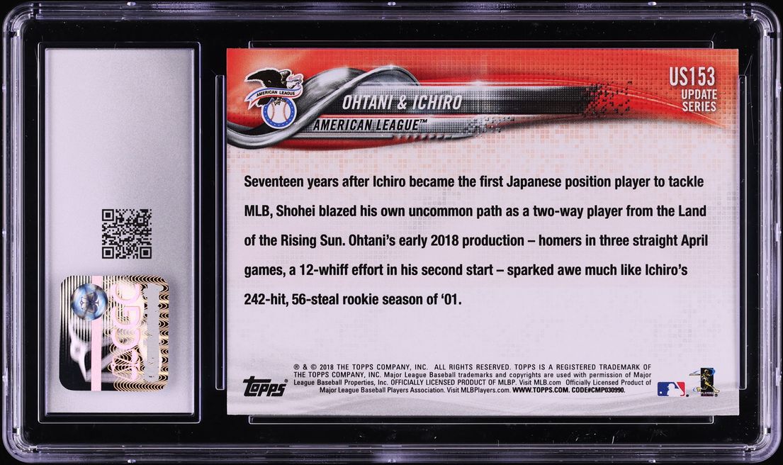 2018 Topps Update Japan's Finest Ichiro & Shohei Ohtani ROOKIE #US153 CGC 9 MINT