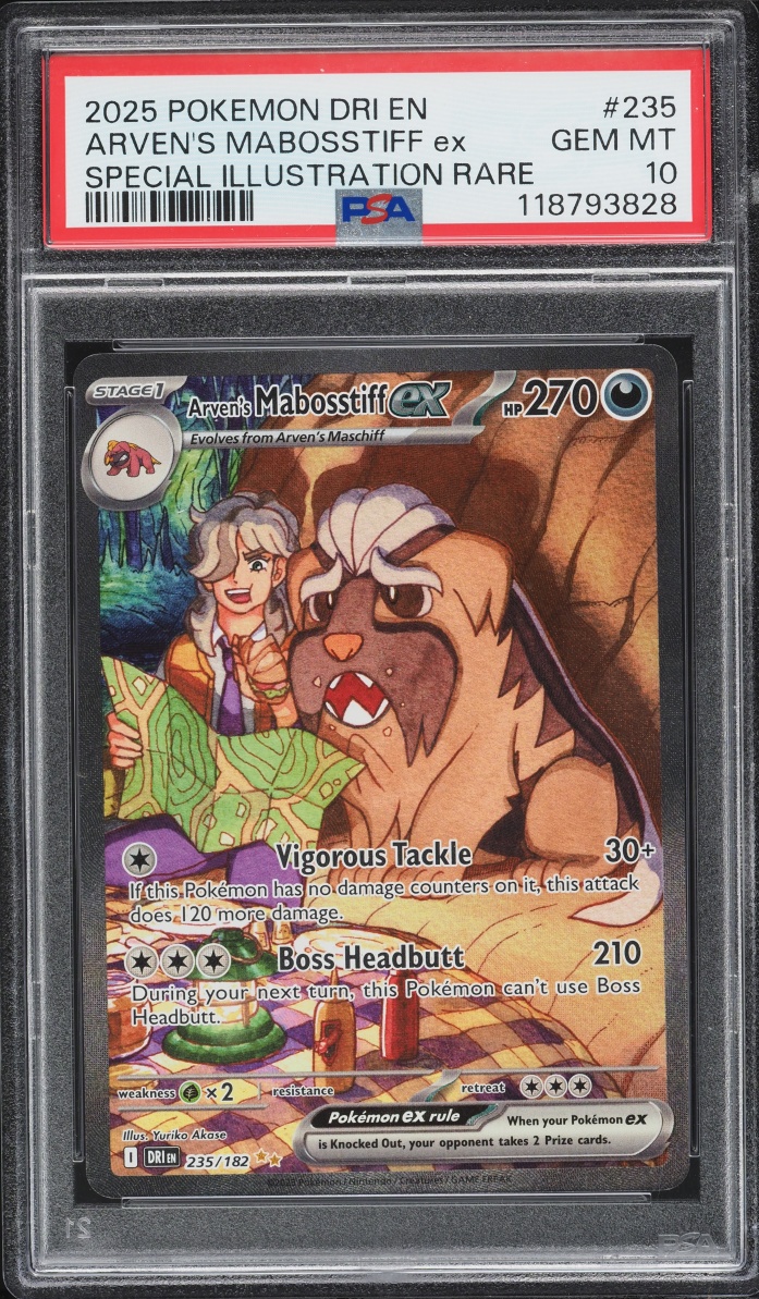 2025 Pokemon Scarlet & Violet Destined Rivals SIR Arven's Mabosstiff ex #235 PSA 10 GEM MINT