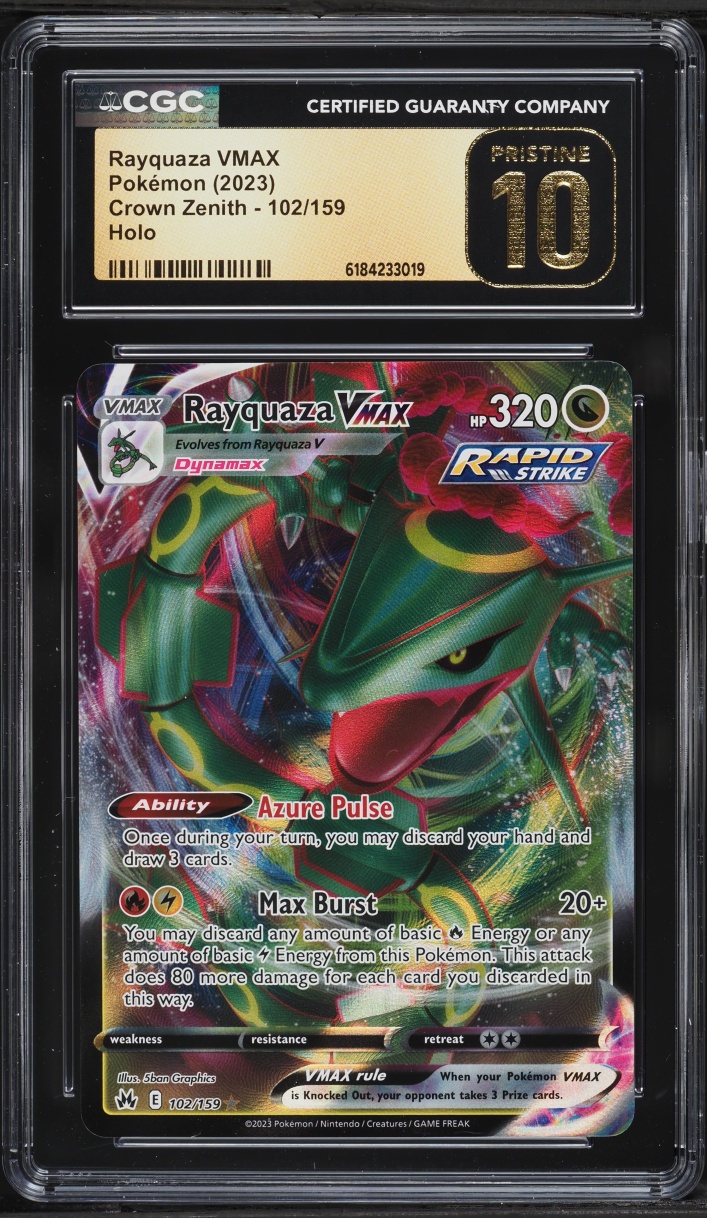 2023 Pokemon Sword & Shield Crown Zenith Full Art Rayquaza VMAX #102 CGC 10 PRISTINE