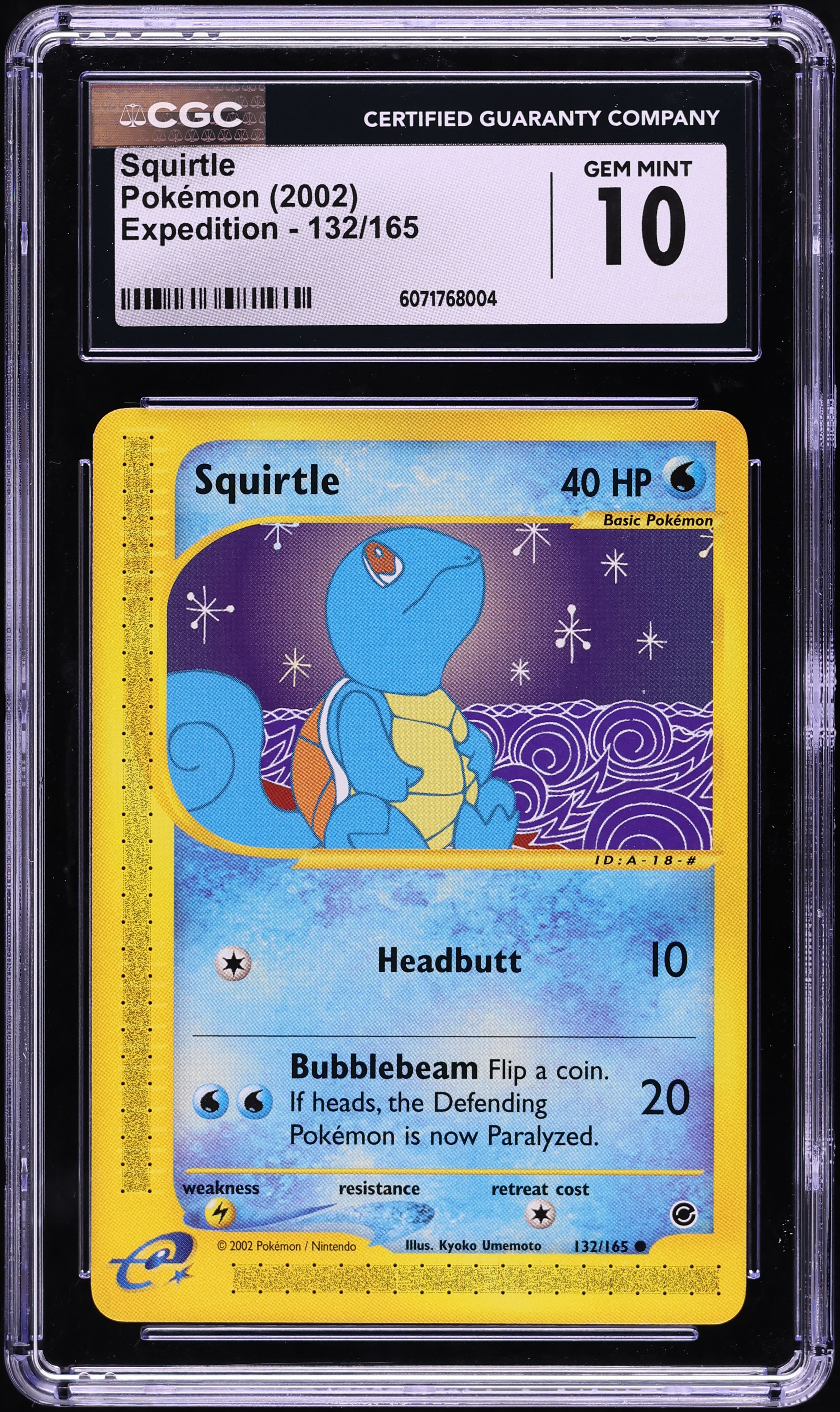 2002 Pokemon Expedition Squirtle #132 CGC 10 GEM MINT