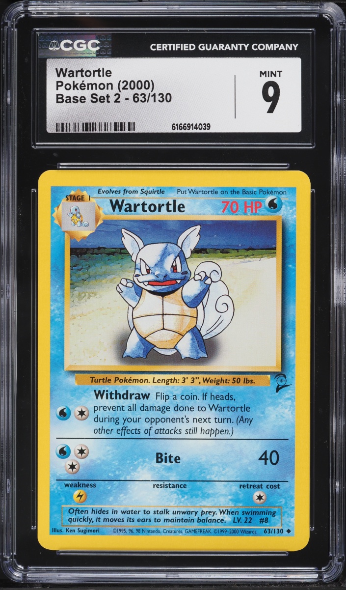 2000 Pokemon Base Set 2 Wartortle #63 CGC 9 MINT