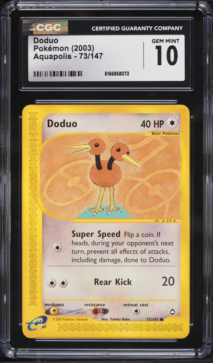 2003 Pokemon Aquapolis Doduo #73 CGC 10 GEM MINT