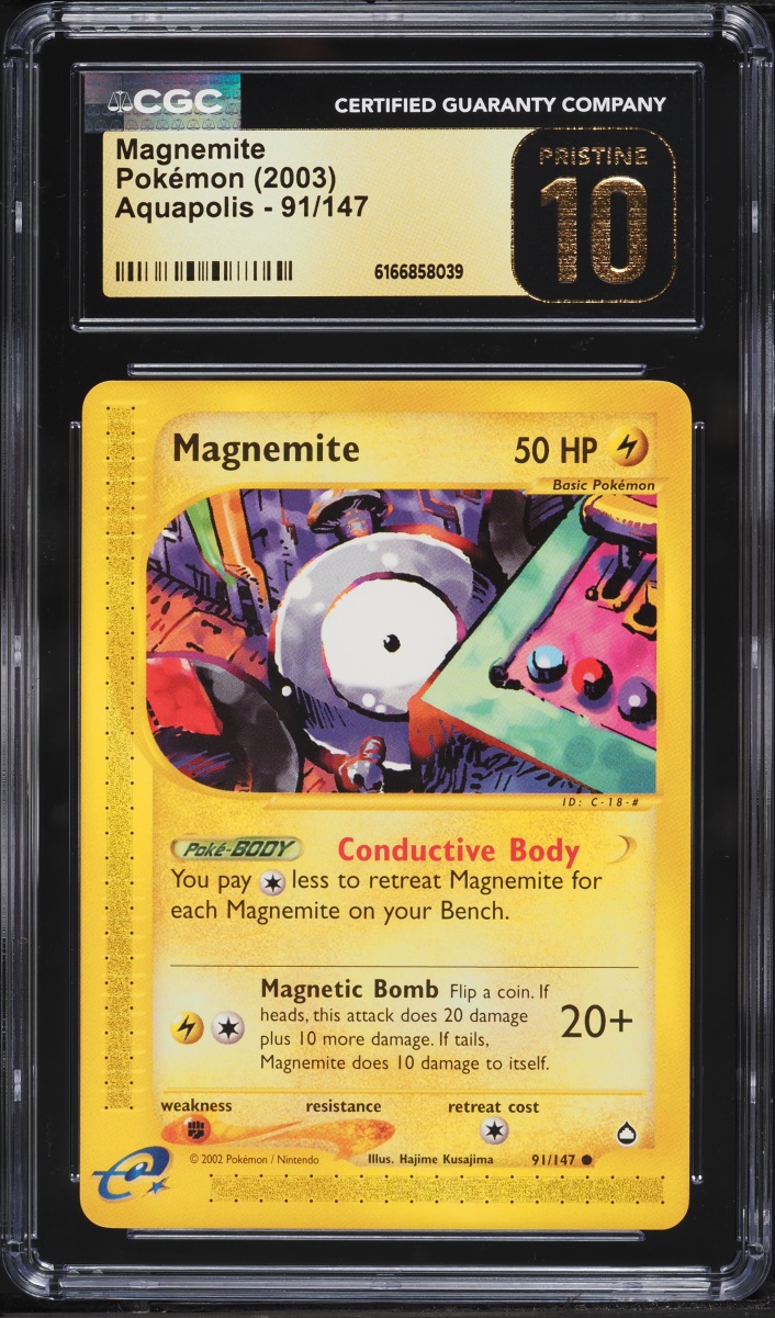 2003 Pokemon Aquapolis Magnemite #91 CGC 10 PRISTINE