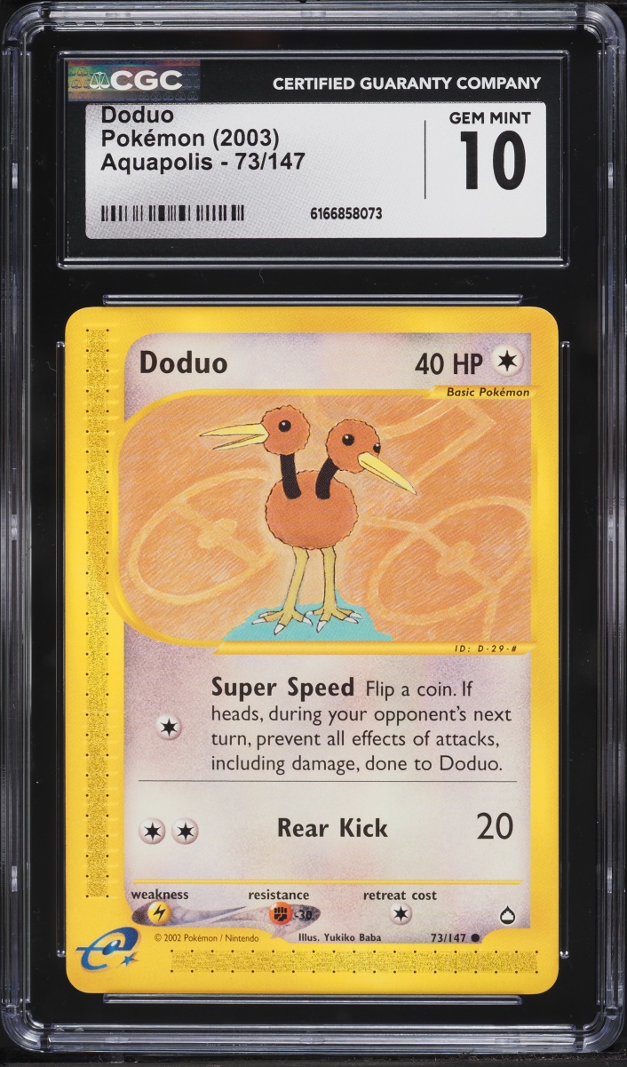 2003 Pokemon E-Card Aquapolis Doduo #73 CGC 10 GEM MINT
