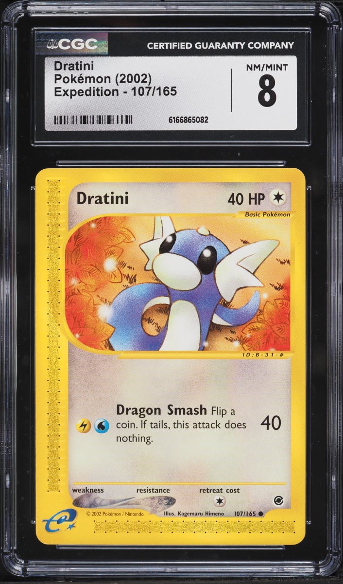 2002 Pokemon Expedition Base Set Dratini #107 CGC 8 NM-MT
