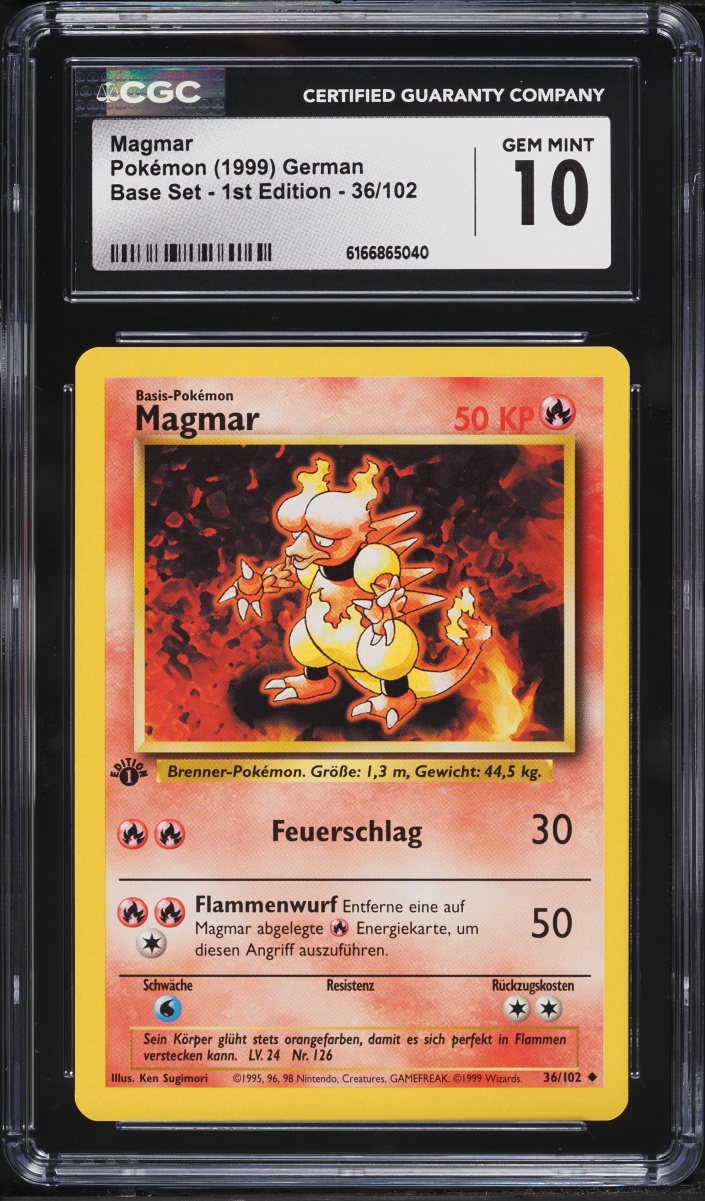 1999 Pokemon German Base Set 1st Edition Magmar #36 CGC 10 GEM MINT