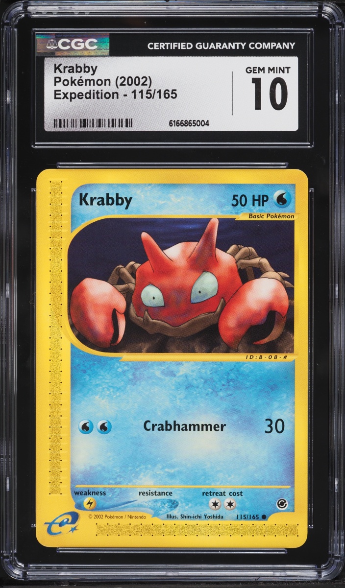 2002 Pokemon Expedition Base Set Krabby #115 CGC 10 GEM MINT