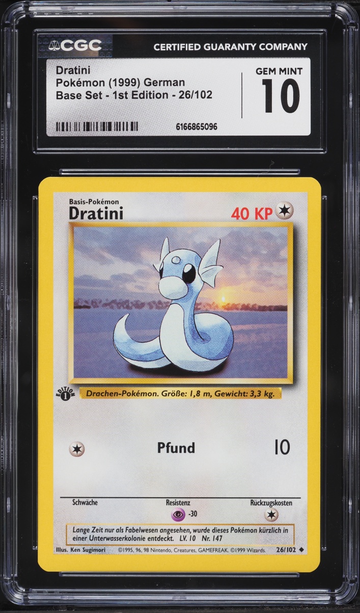 1999 Pokemon German Base Set 1st Edition Dratini #26 CGC 10 GEM MINT