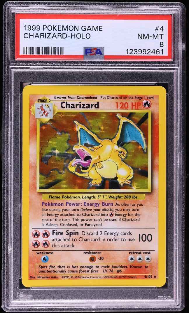 1999 Pokemon Base Set Holo Charizard #4 PSA 8 NM-MT