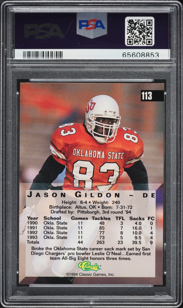 1994 Classic 4 Sport Jason Gildon ROOKIE #113 PSA 10 GEM MINT