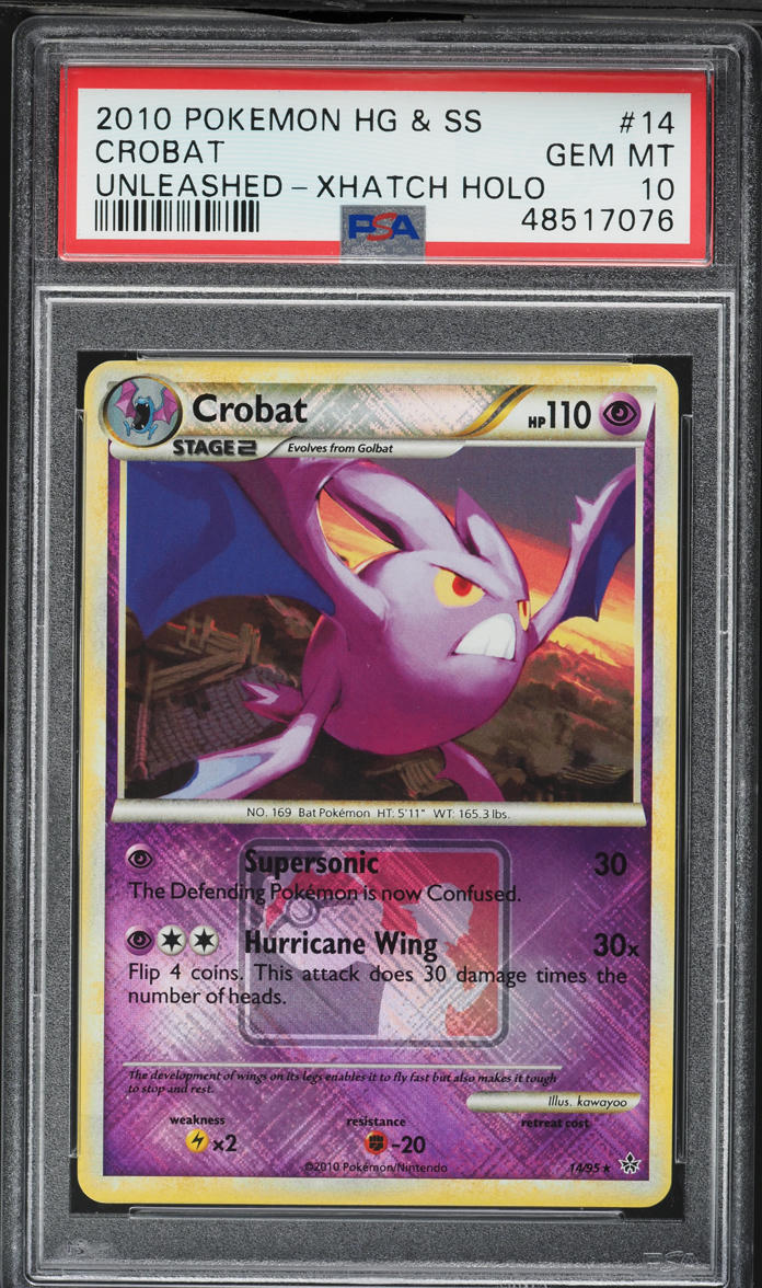 2010 Pokemon Heartgold & Soulsilver Unleashed Holo Crobat #14 PSA 10 GEM MINT