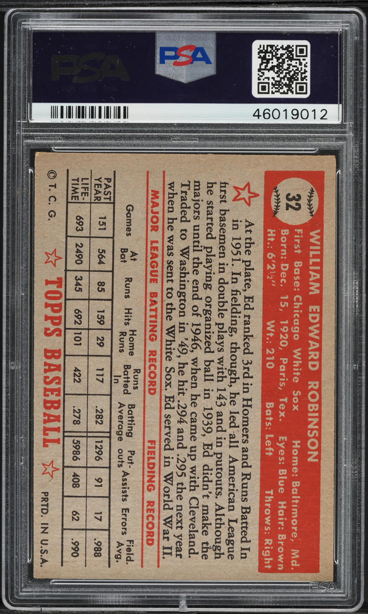 1952 Topps Eddie Robinson #32 PSA 5 EX