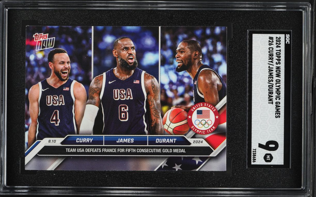 2024 Topps Now Olympic Games Stephen Curry LeBron James Kevin Durant #26 SGC 9