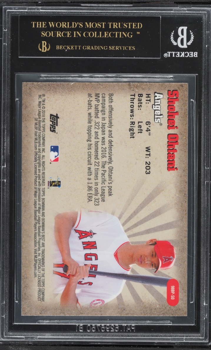 2018 Bowman's Best '98 Best Performers Refractor Shohei Ohtani ROOKIE BGS 10 BLACK LABEL