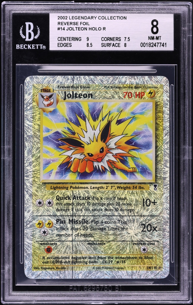 2002 Pokemon Legendary Collection Reverse Holo Jolteon #14 BGS 8 NM-MT