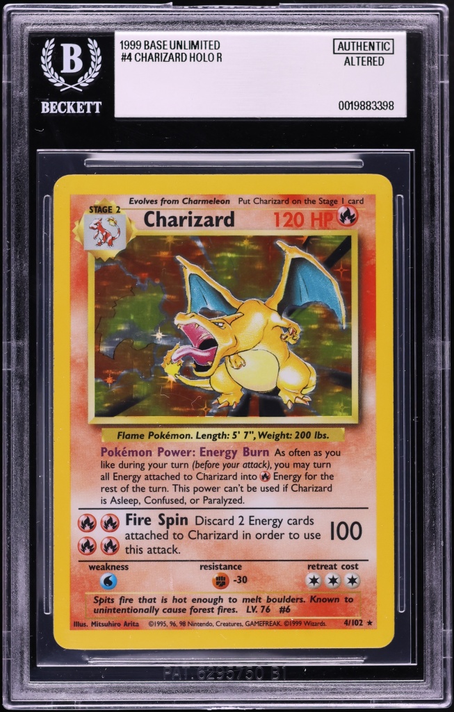 1999 Pokemon Base Set Holo Charizard #4 BGS ALTERED AUTH