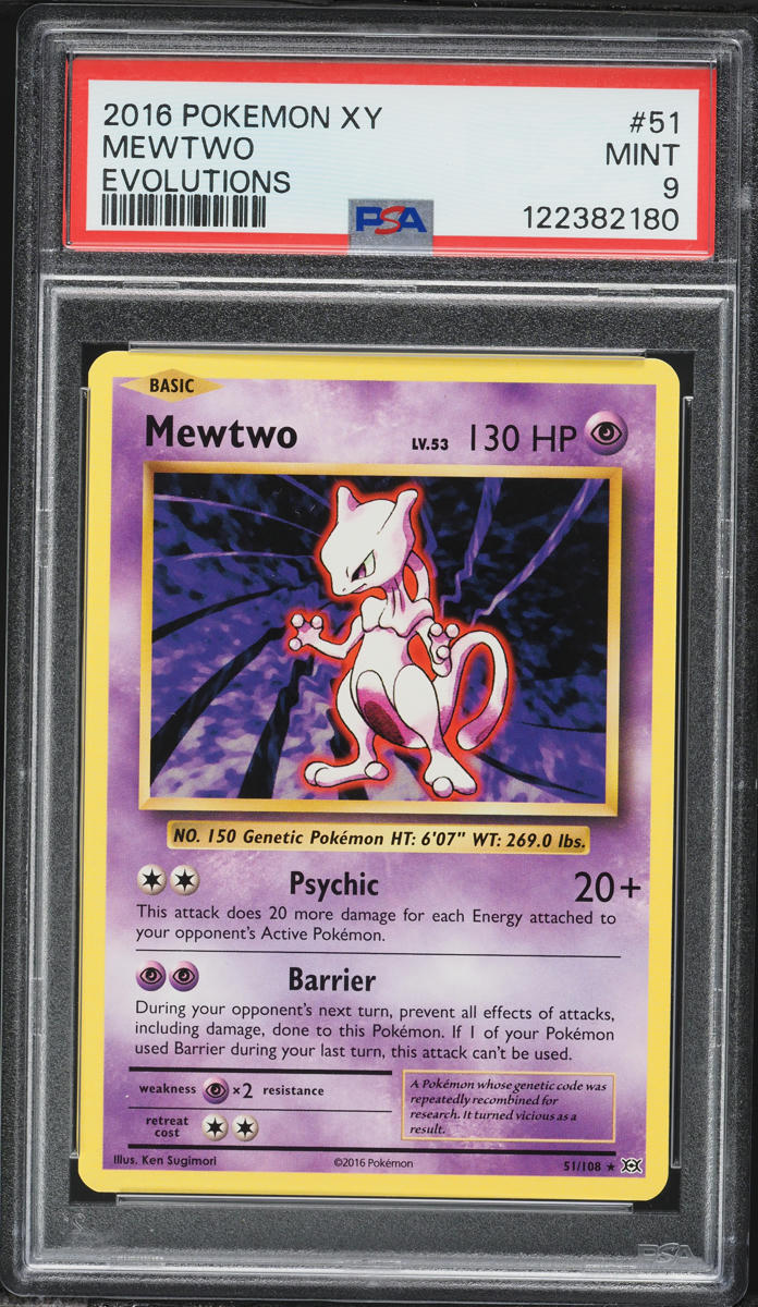 2016 Pokemon XY Evolutions Mewtwo #51 PSA 9 MINT