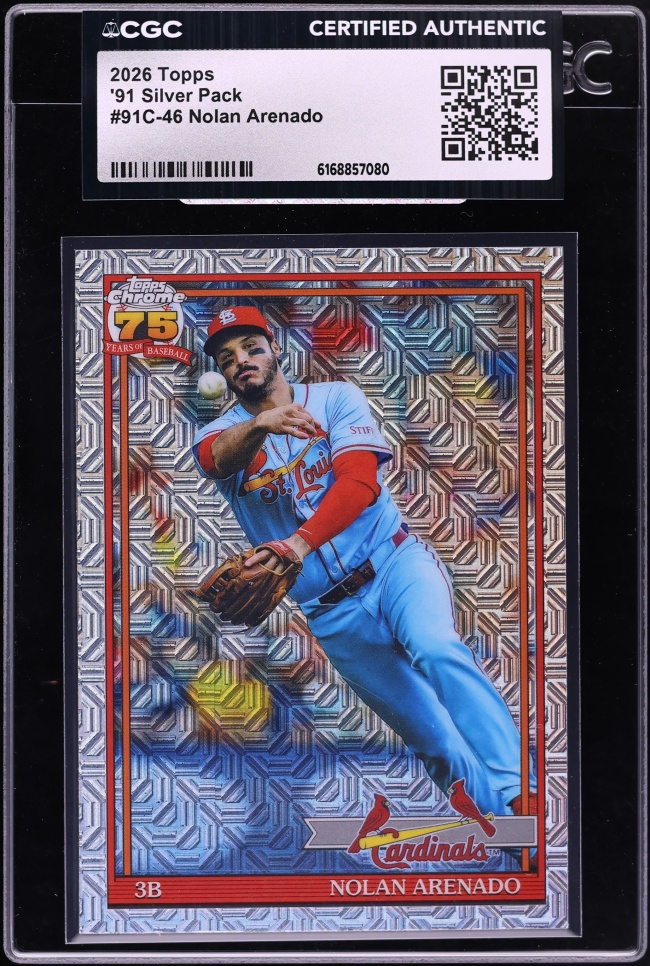 2026 Topps Chrome '91 Silver Pack Nolan Arenado #91C-46 CGC AUTH