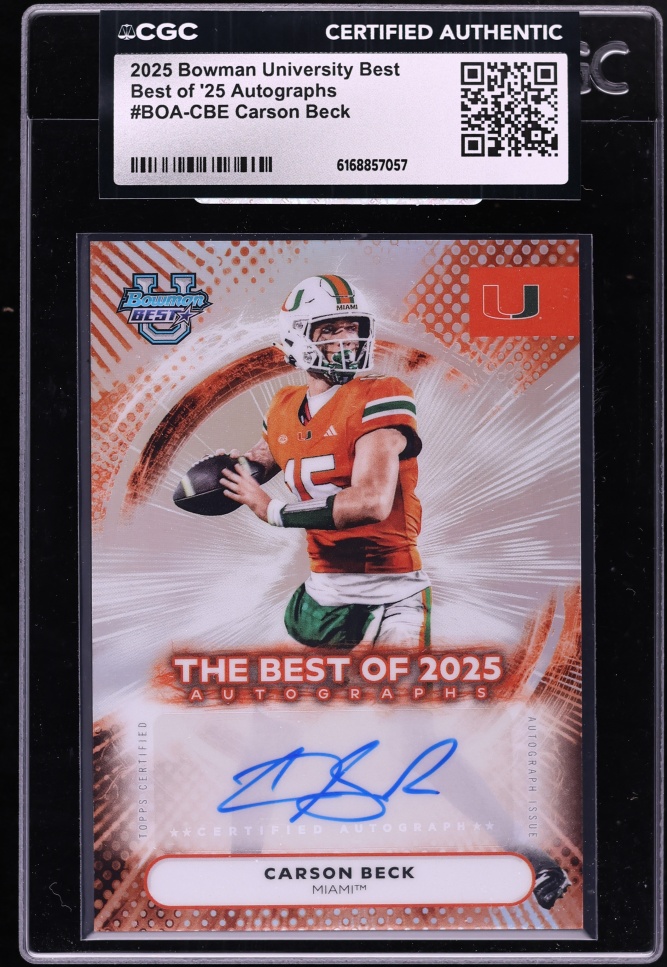 2025 Bowman University Best Carson Beck ROOKIE AUTO #BOA-CBE CGC AUTH