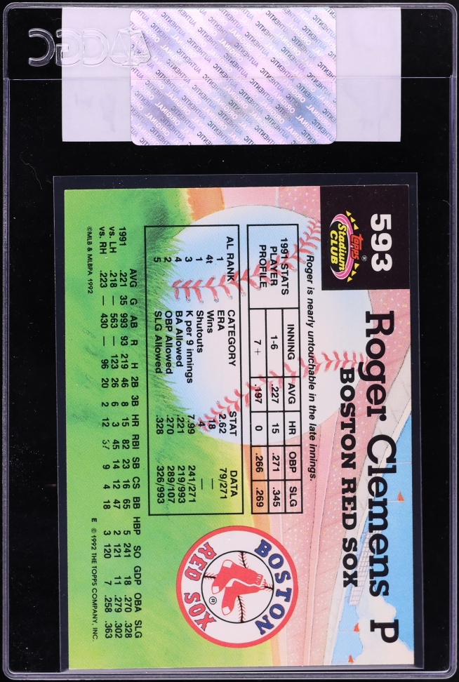 1992 Stadium Club Members Choice Roger Clemens #593 CGC AUTH