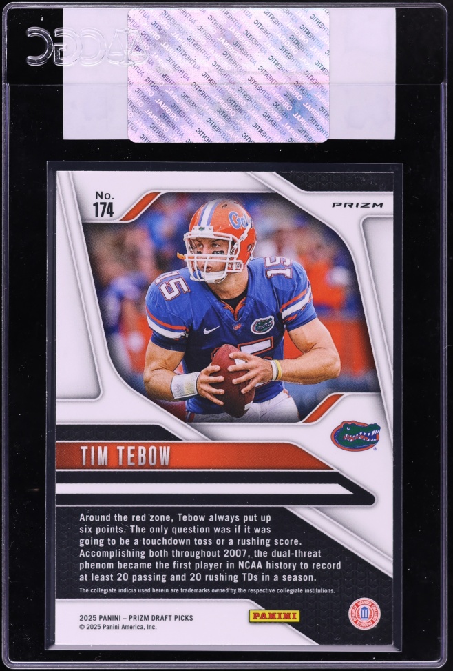 2025 Panini Prizm Draft Picks Gold Ice Tim Tebow #174 CGC AUTH