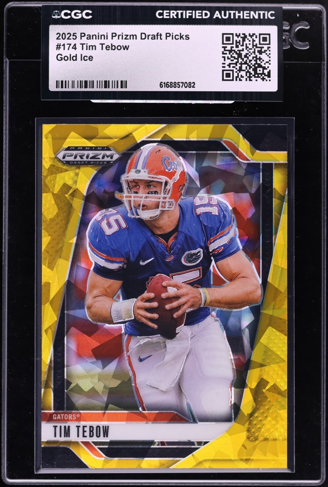 2025 Panini Prizm Draft Picks Gold Ice Tim Tebow #174 CGC AUTH