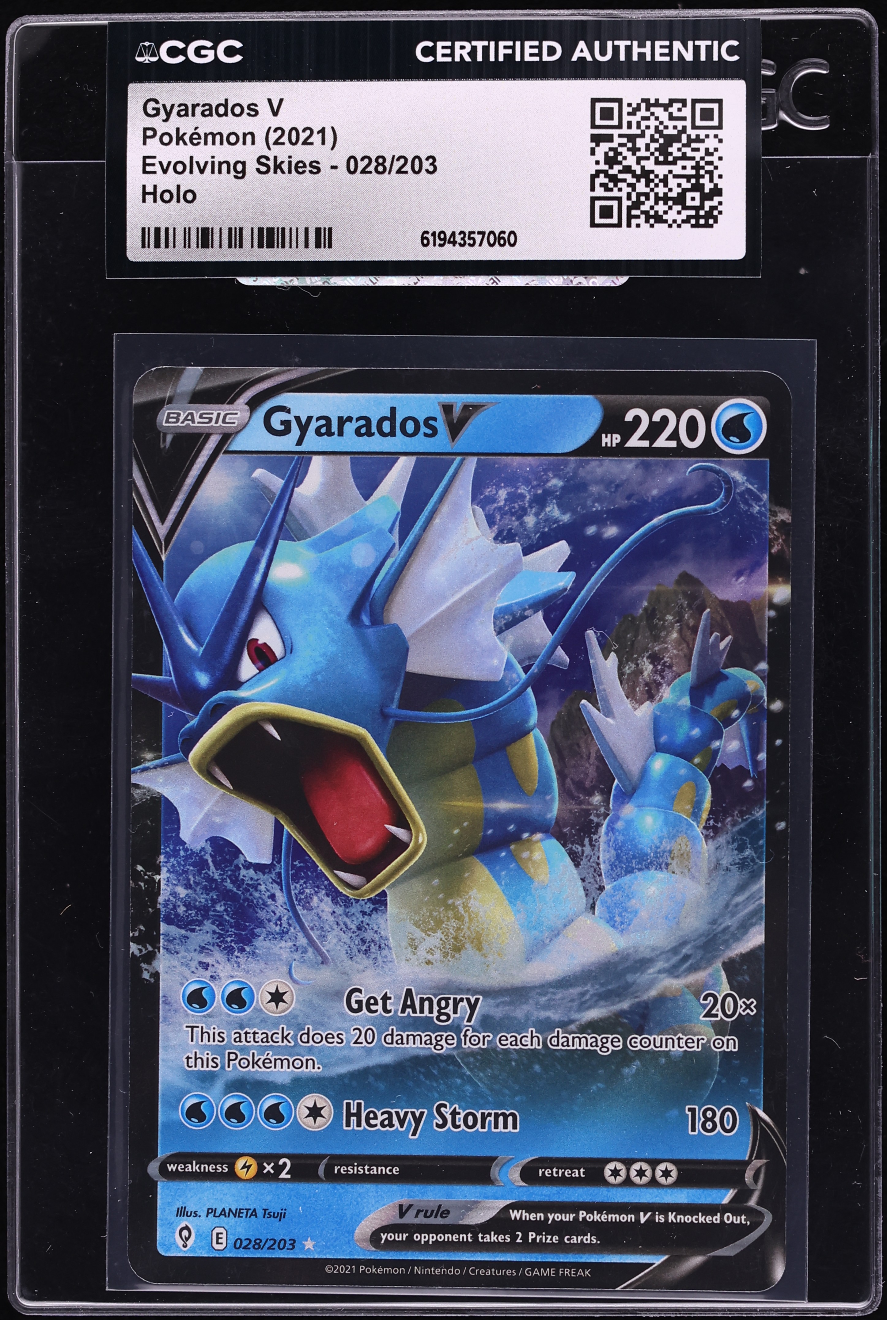 2021 Pokemon Sword & Shield Evolving Skies Holo Gyarados V #28 CGC AUTH