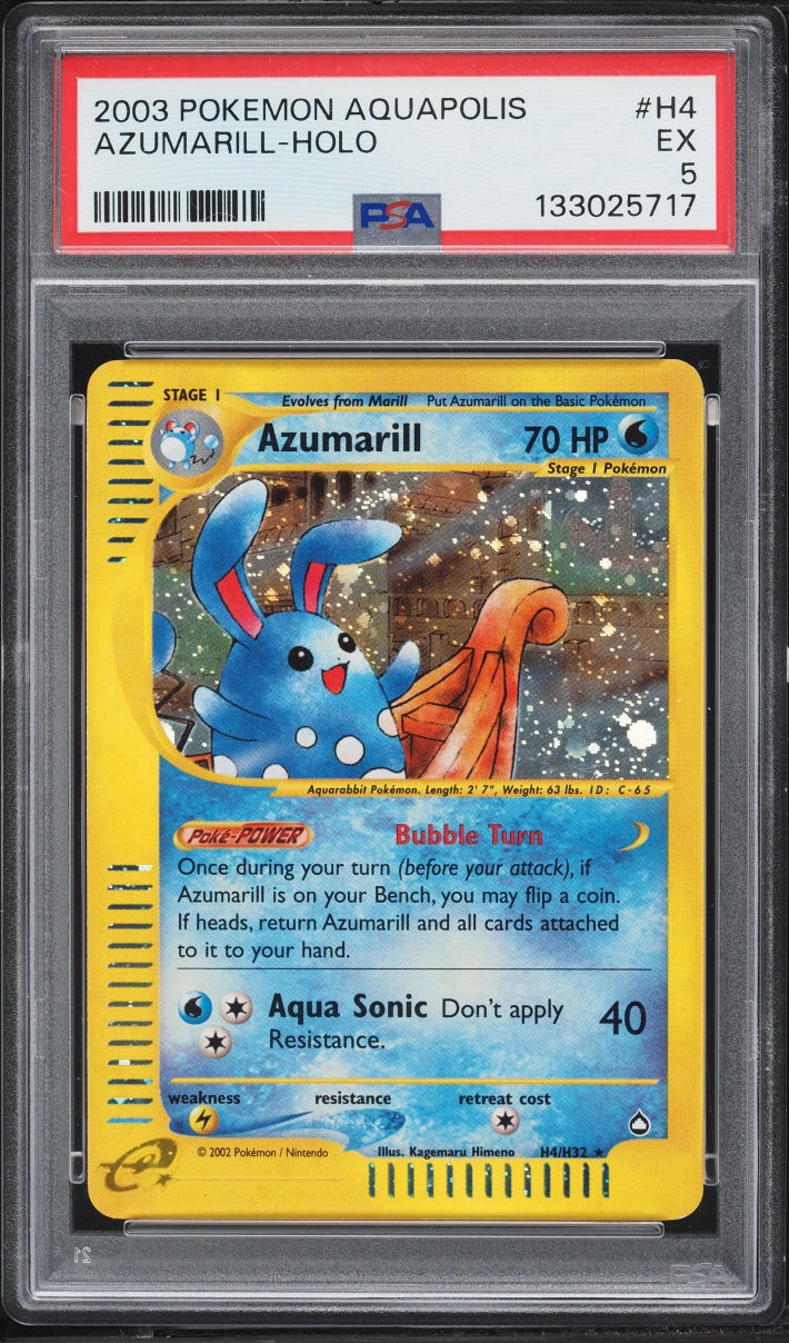 2003 Pokemon Aquapolis Holo Azumarill #H4 PSA 5 EX