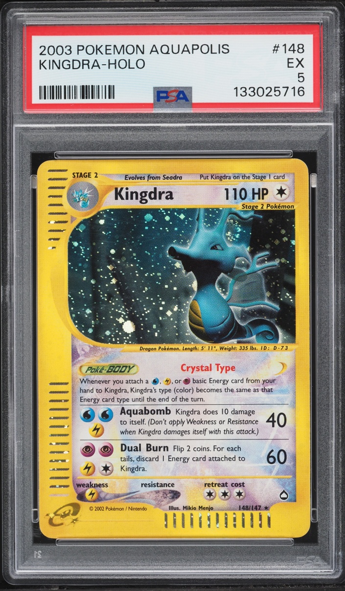 2003 Pokemon Aquapolis Holo Crystal Kingdra #148 PSA 5 EX