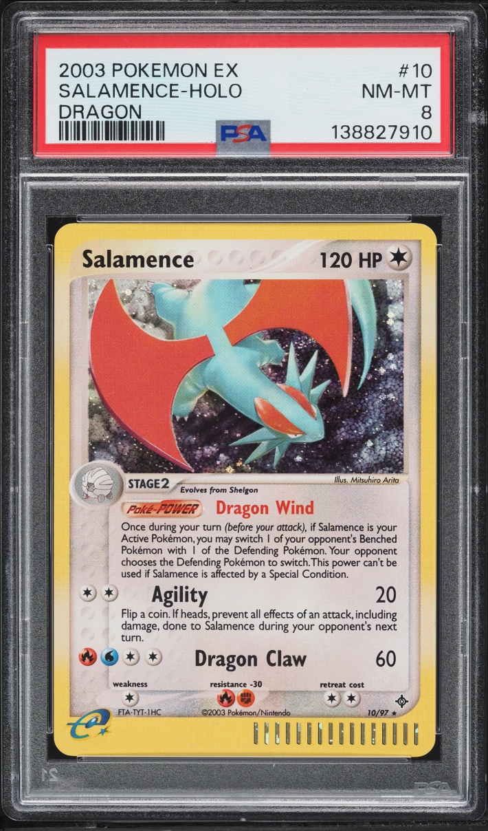 2003 Pokemon EX Dragon Holo Salamence #10 PSA 8 NM-MT