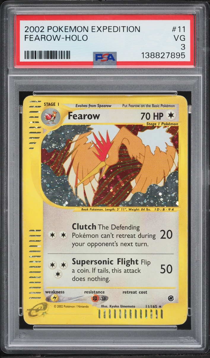 2002 Pokemon Expedition Holo Fearow #11 PSA 3 VG