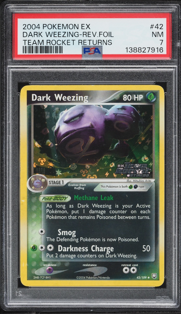 2004 Pokemon EX Team Rocket Returns Reverse Holo Dark Weezing #42 PSA 7 NRMT