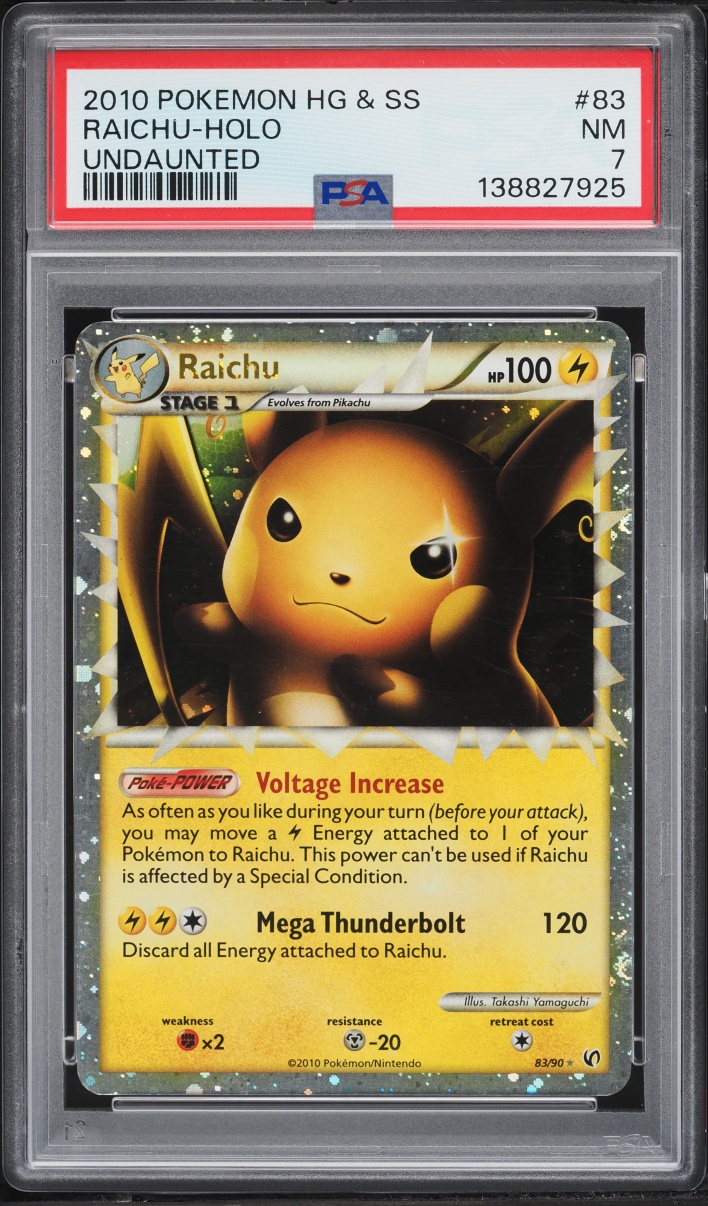 2010 Pokemon HeartGold & SoulSilver Undaunted Holo Prime Raichu #83 PSA 7 NRMT