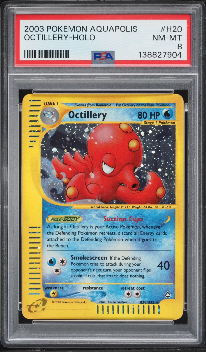 2003 Pokemon Aquapolis Holo Octillery #H20 PSA 8 NM-MT