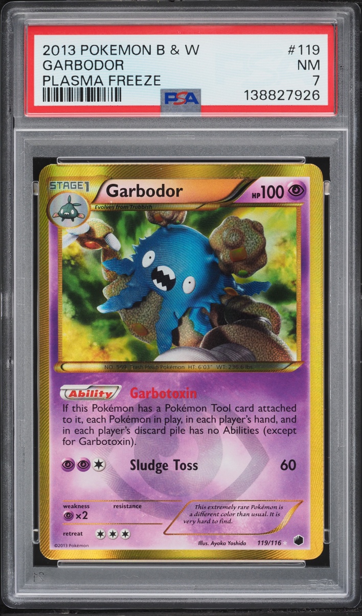 2013 Pokemon Black & White Plasma Freeze Garbodor #119 PSA 7 NRMT