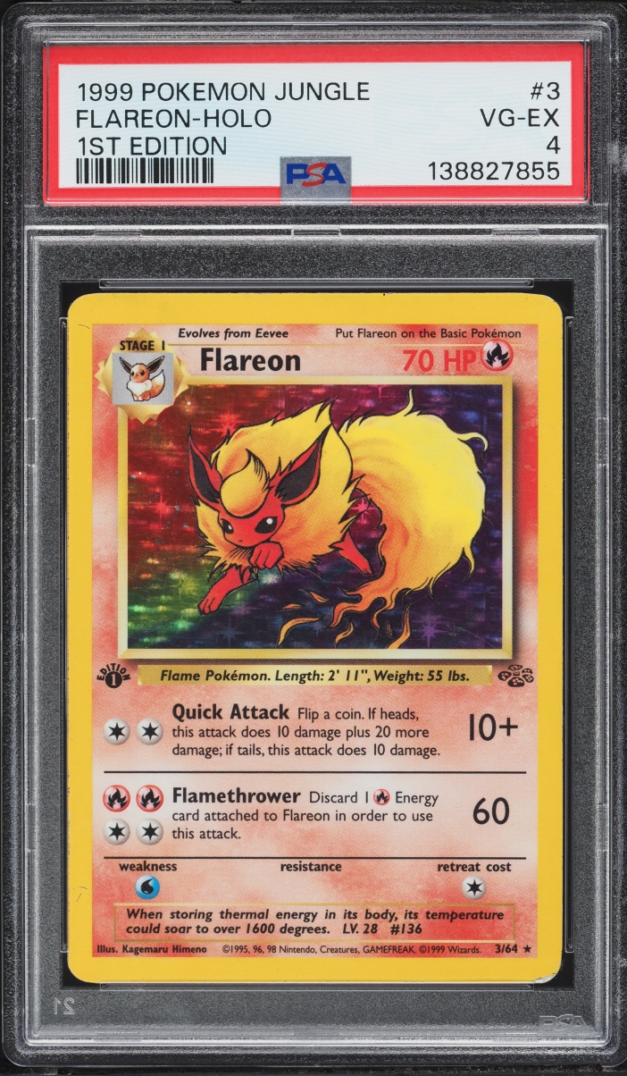1999 Pokemon Jungle 1st Edition Holo Flareon #3 PSA 4 VGEX
