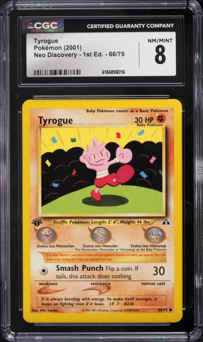 2001 Pokemon Neo Discovery 1st Edition Tyrogue #66 CGC 8 NM-MT