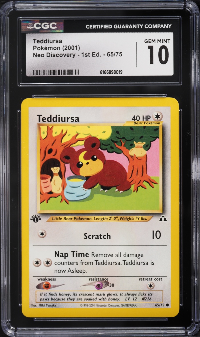 2001 Pokemon Neo Discovery 1st Edition Teddiursa #65 CGC 10 GEM MINT