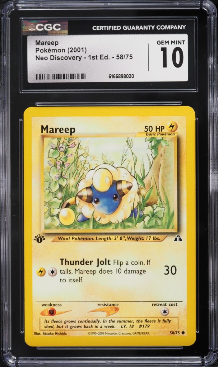 2001 Pokemon Neo Discovery 1st Edition Mareep #58 CGC 10 GEM MINT