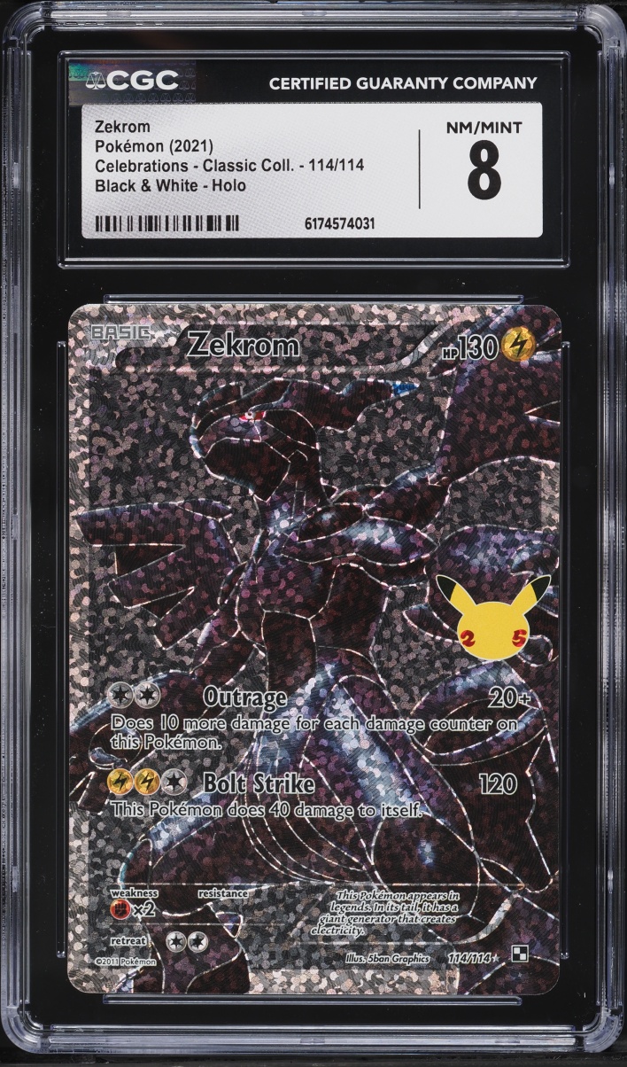 2021 Pokemon Sword & Shield Celebrations Classic Collection Full Art Zekrom #114 CGC 8 NM-MT